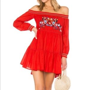 Free People XS Red Sunbeams mini dress